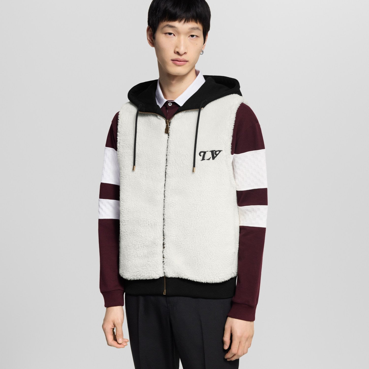 1VMen's And Women's Fall/winter Casual Fashion Hooded Zipper Jacket  Reversible Sleeveless Vest With Shield Logo And Fleece Lined Vest Jacket #79261