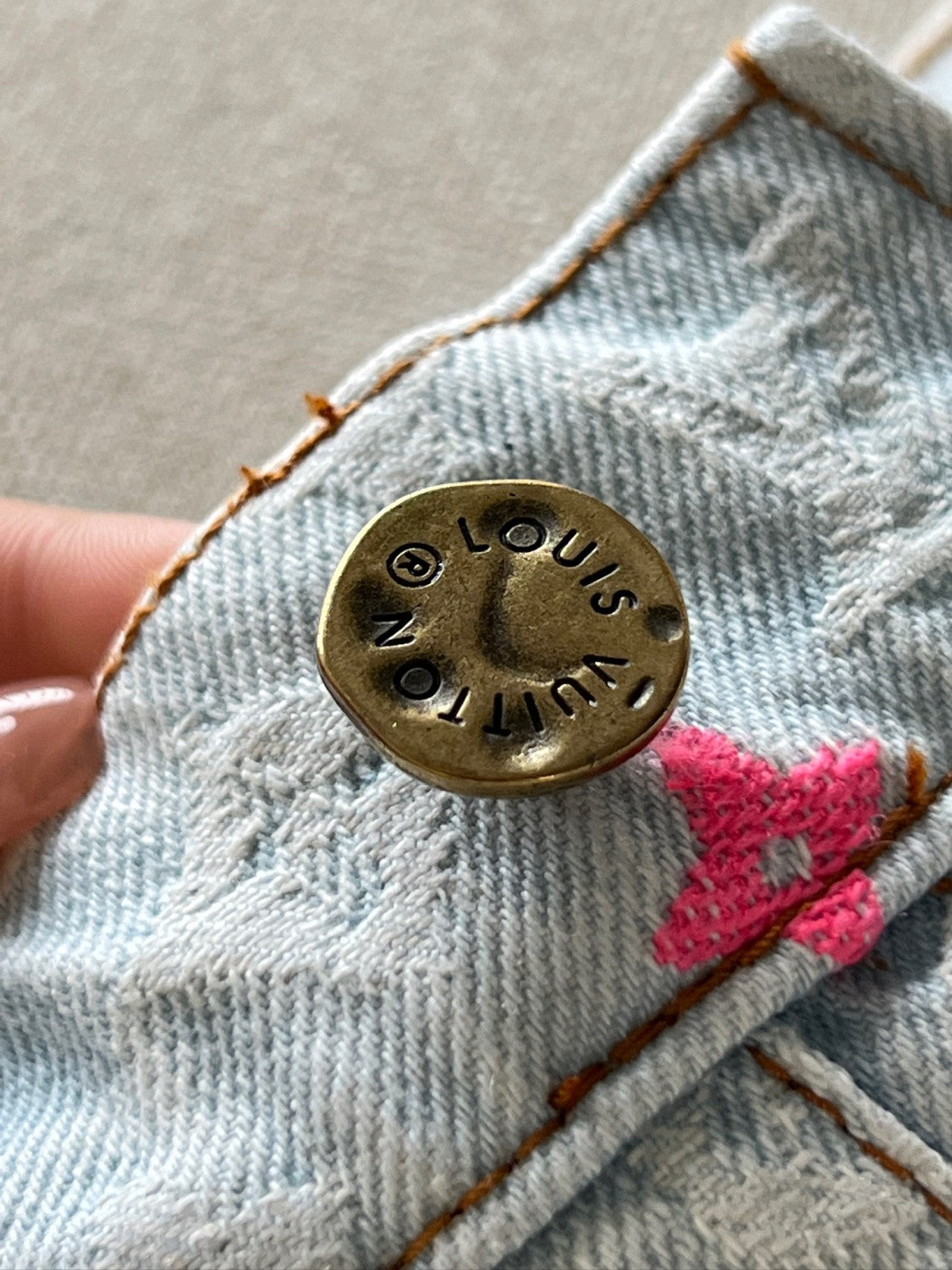 Women's Summer Embroidered Letter Print Solid Color Denim Shorts #75664