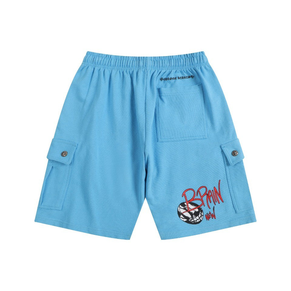 Men's Summer Graffiti Monogram Printed Mid Rise Straight Leg Casual Tie Shorts #75587