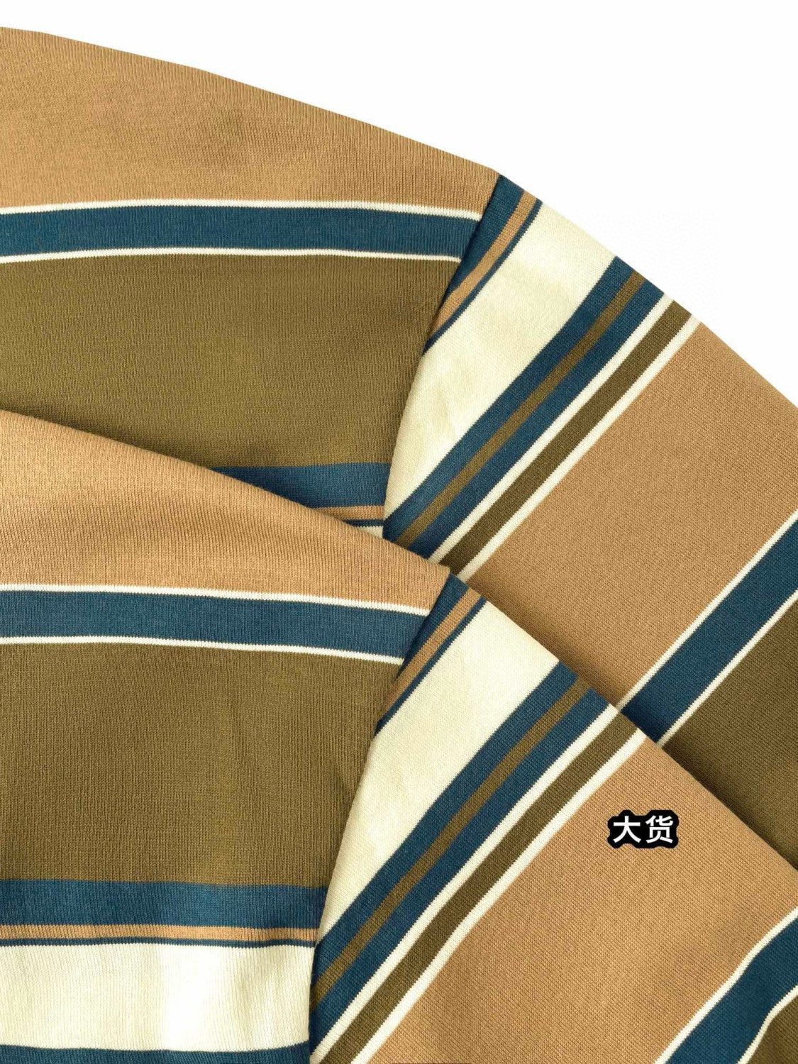 Women's Spring and Autumn Striped Buttoned Plain Knit Pullover Long Sleeve Polo Shirt #74141