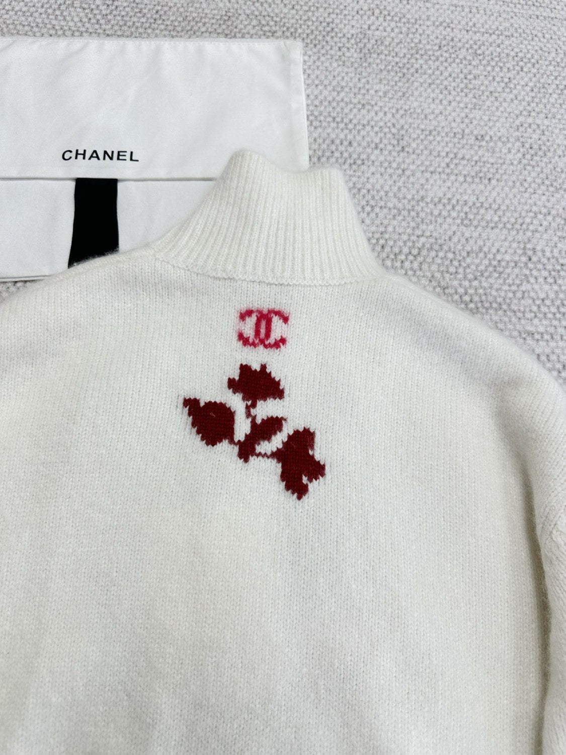 Women's Spring. Autumn And Winter Floral Embroidery Solid Color High Neck Pullover Long Sleeve Cashmere Knit Sweater #71915