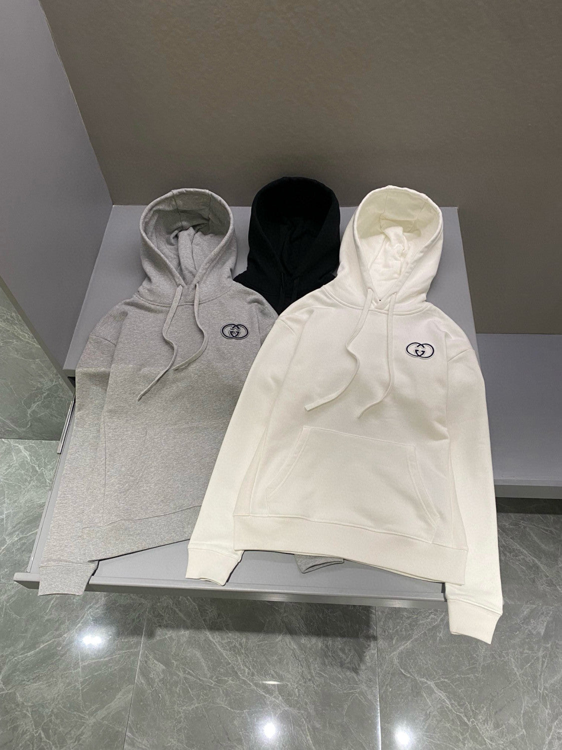 Men's And Women's Spring And Fall Solid Color Loose Casual Logo Hooded Sweater Pullover Sweater #98487