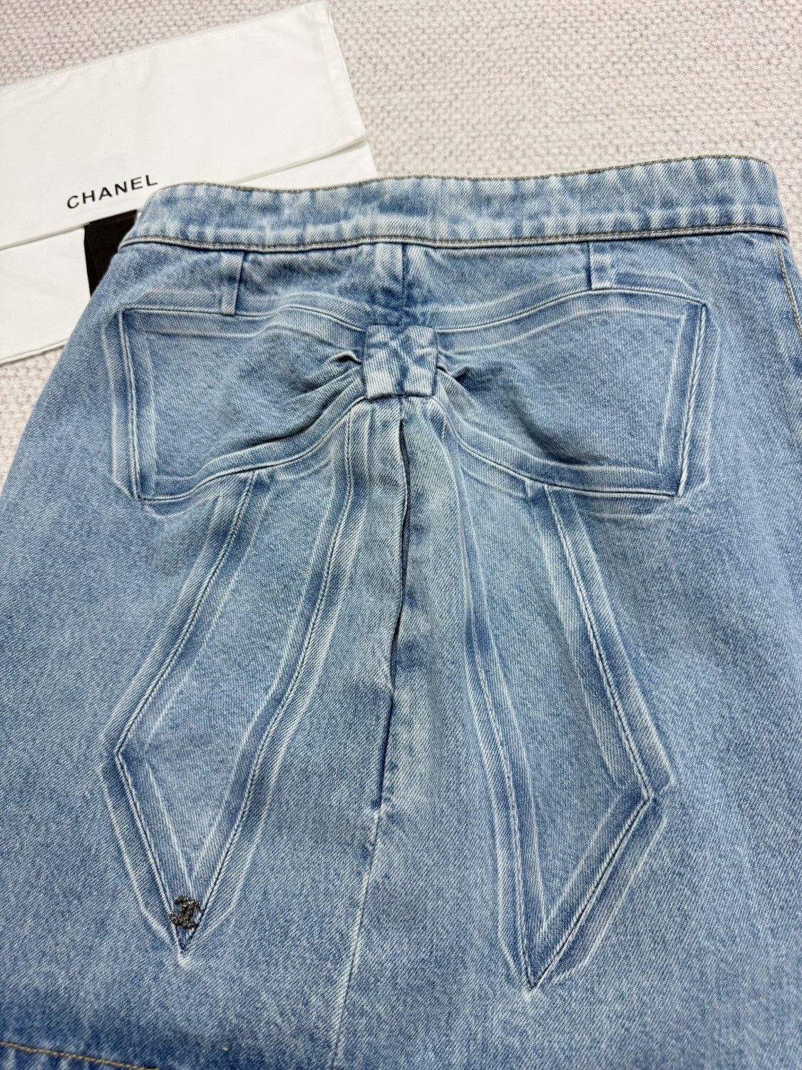 Women's Summer Cotton Bow-Tie Solid-Color Mid-Rise Denim Skirt Ngvp #2589