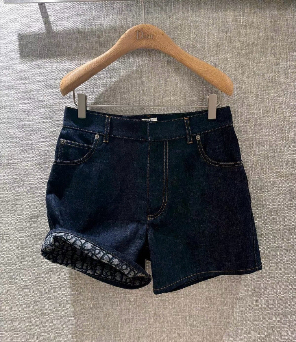 Women's Summer Monogrammed Blue Denim Shorts #75874