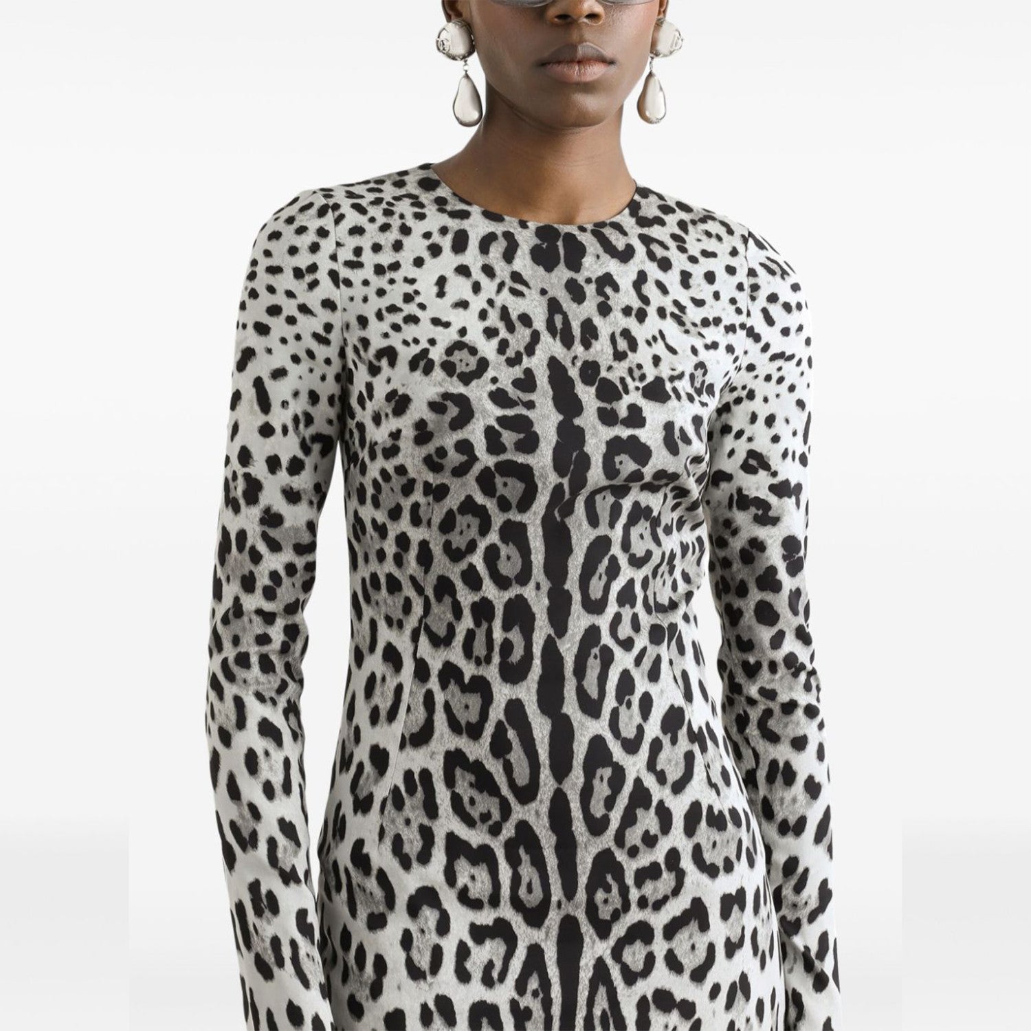 Women's Spring Summer Leopard Printed Tight Long Dress Long Sleeve Round Neck Fashion Temperament Elegant Dresses  Ngvp #9863