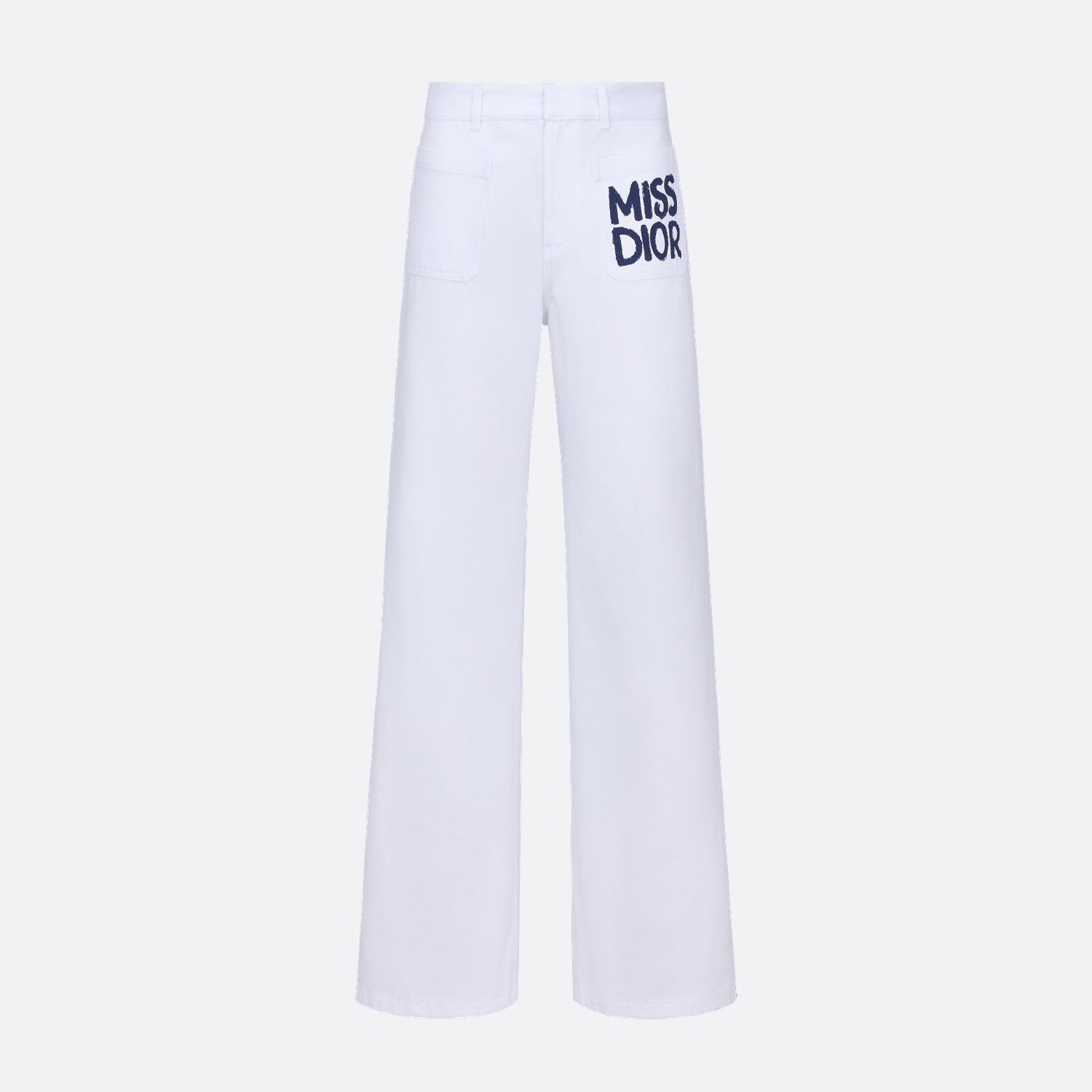 Women's Spring Autumn White Logo Letter Print Zipper Flare Casual Pants #72763