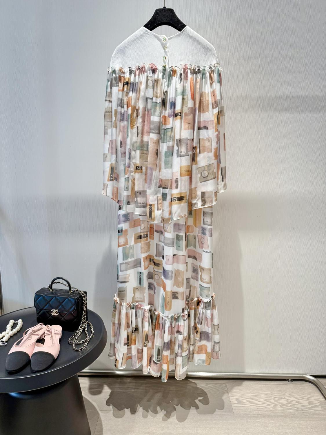 Women's Spring Summer Pattern Printed Long Silk Long Sleeve Dresses #75274