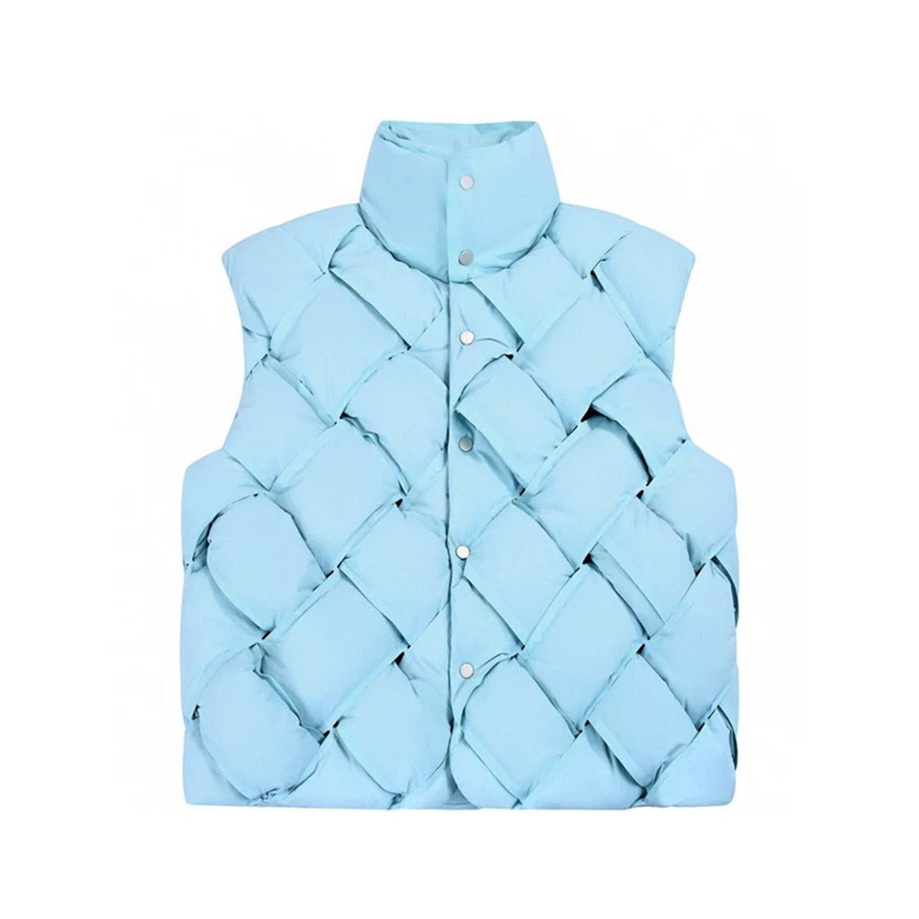 Men's Women's Woven Down Vest Solid Color Standing Collar Single Breasted White Duck Down Jacket Vest Ngvp #7216