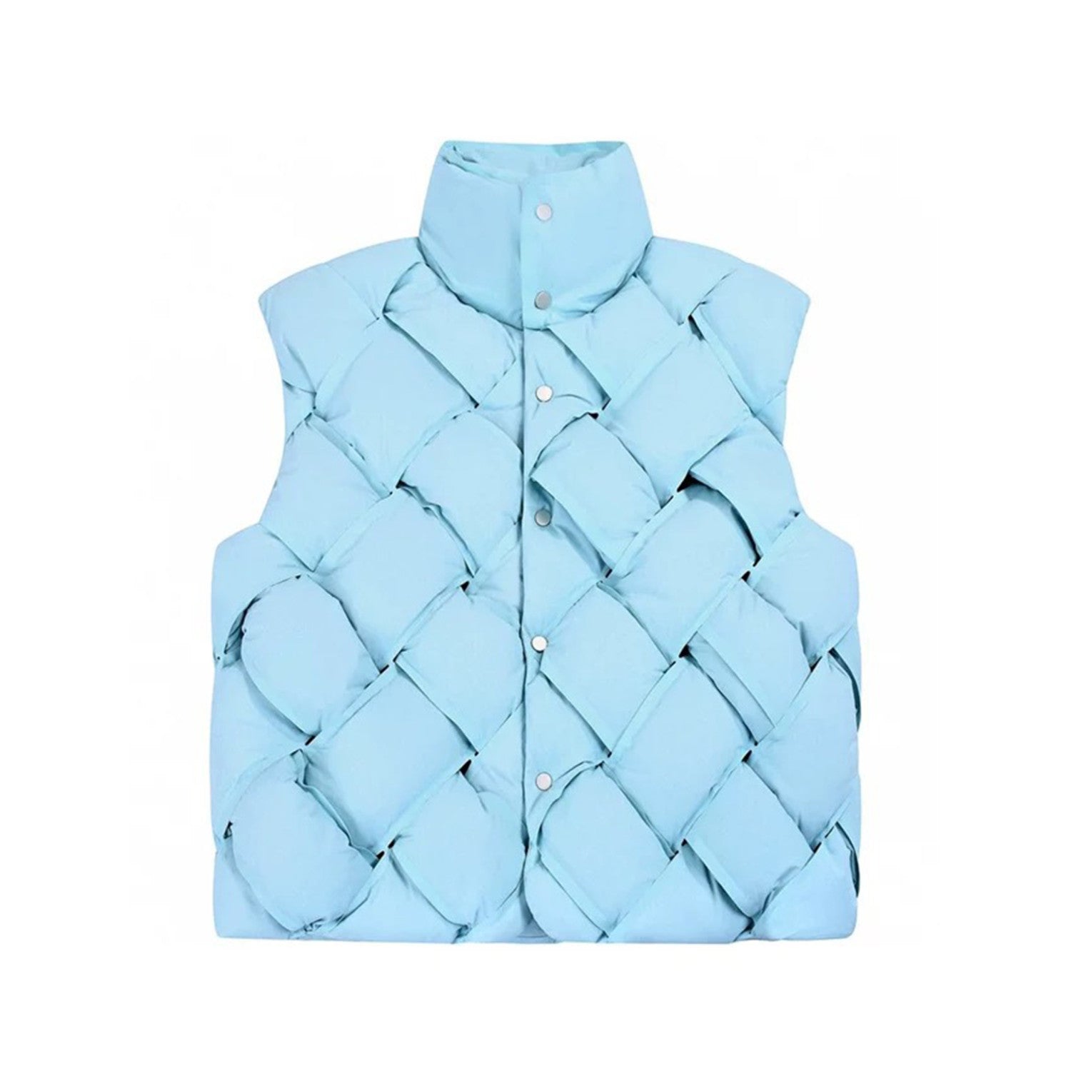 Men's Women's Woven Down Vest Solid Color Standing Collar Single Breasted White Duck Down Jacket Vest Ngvp #7216