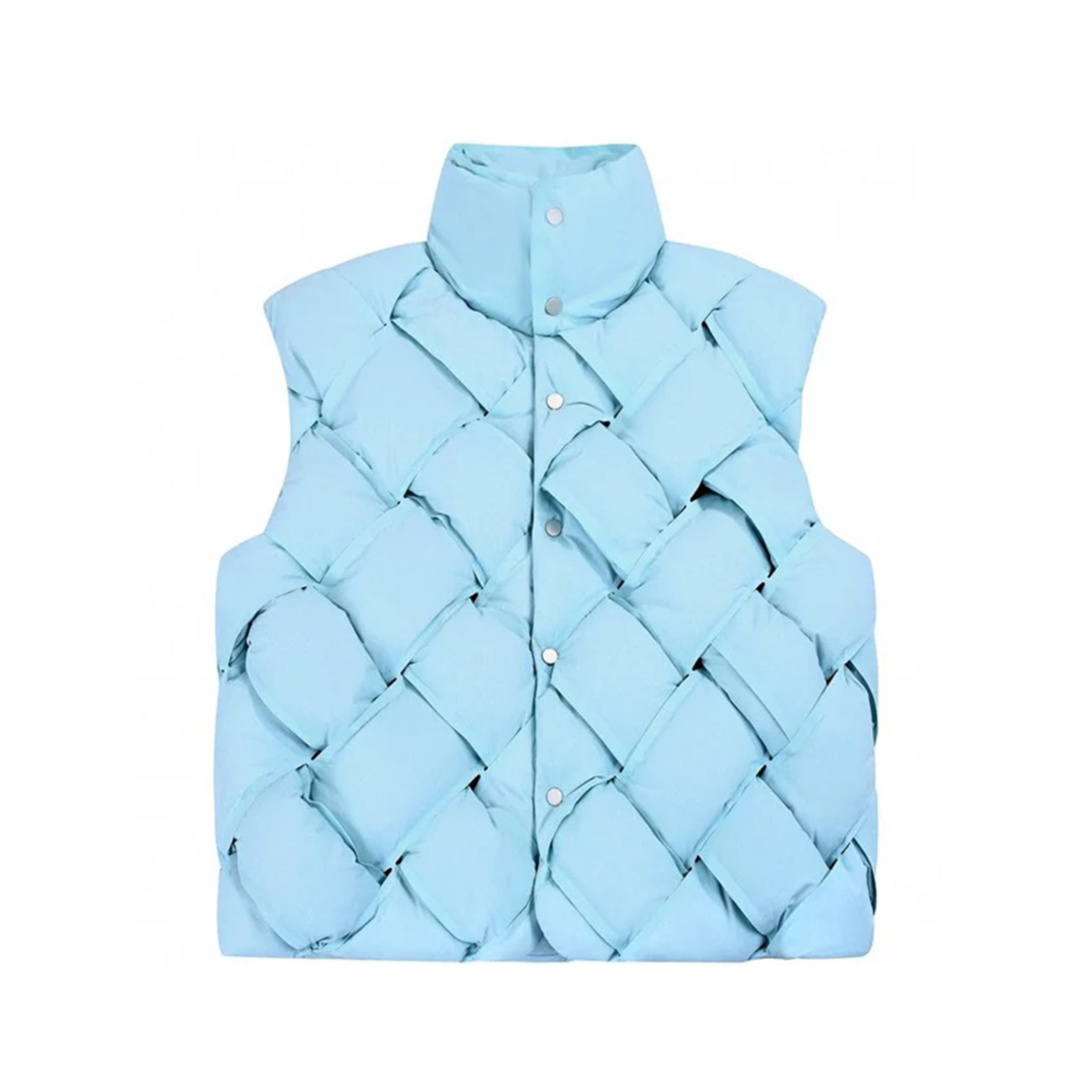 Men's Women's Woven Down Vest Solid Color Standing Collar Single Breasted White Duck Down Jacket Vest Ngvp #7216