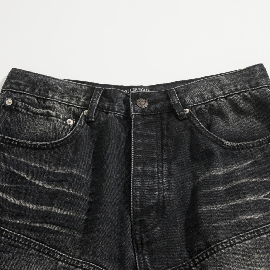 BLCG 2025ss Men's Loose Fit Waxed Denim Jeans Long Pants Trousers #82551A