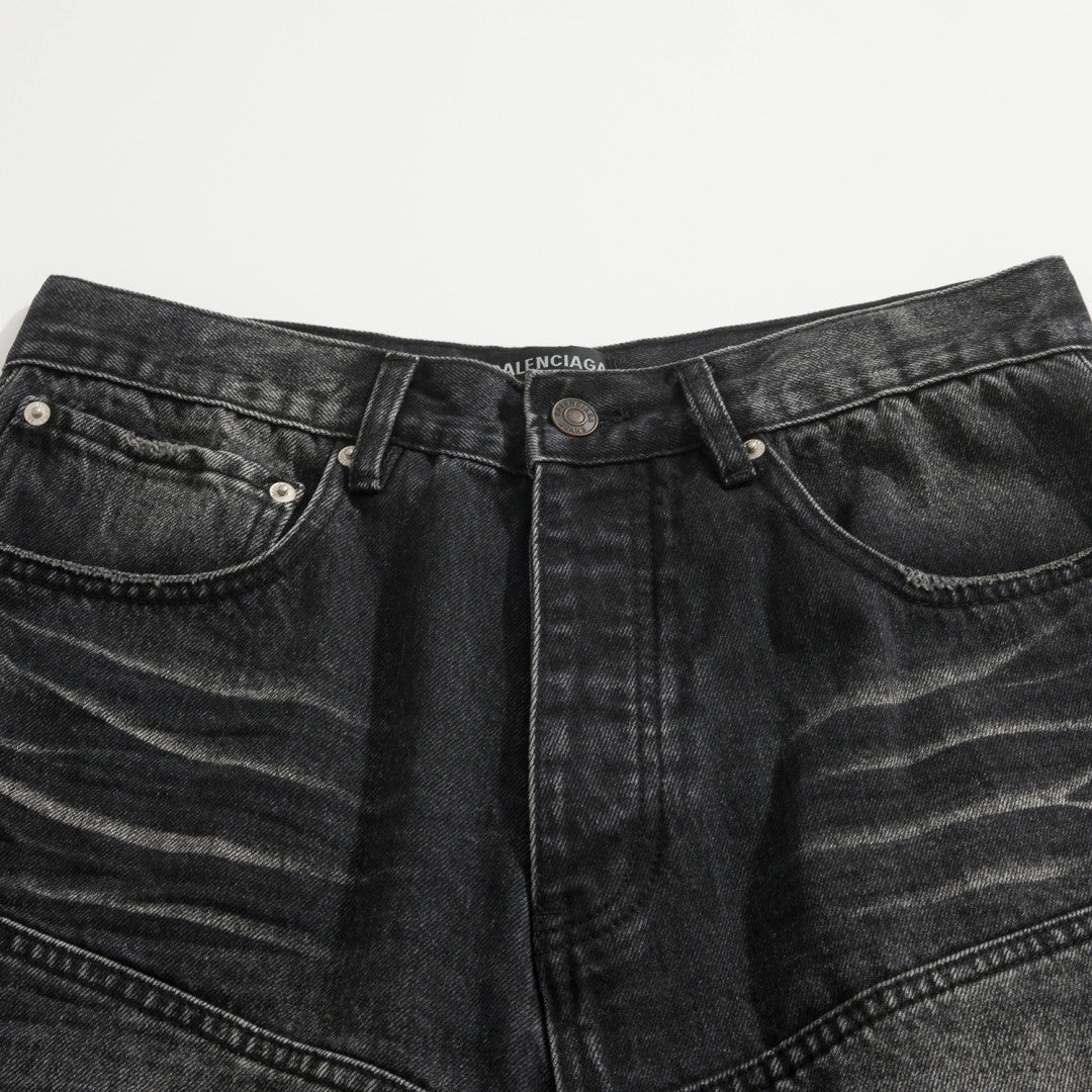 BLCG 2025ss Men's Loose Fit Waxed Denim Jeans Long Pants Trousers #82551A