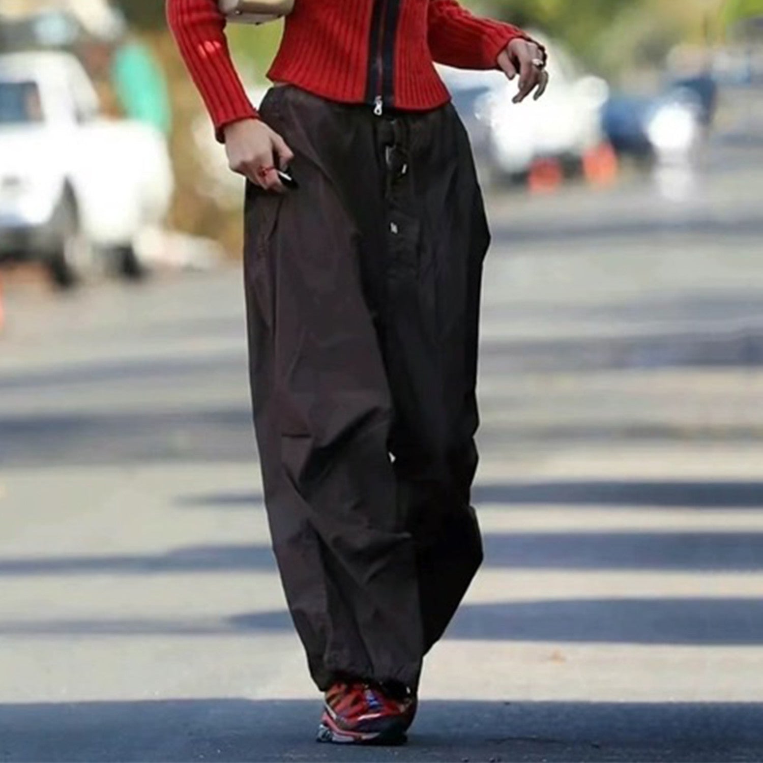 Men's Women's Spring And Summer Solid Color Wide Leg Loose Pants Drawstring Metal Button Retro High Street Casual Pants Ngvp #8294