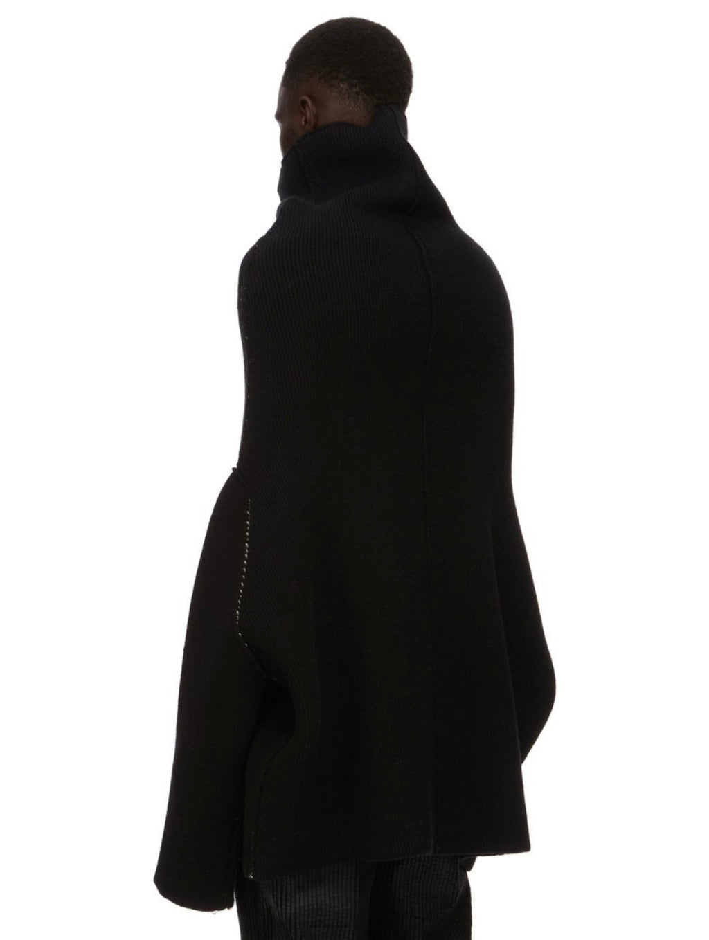 Rick Owens Men's High Neck Letters Jacquard Knit Large Silhouette Casual Long Sleeve Black Sweater For Fall And Winter Ngvp #9431