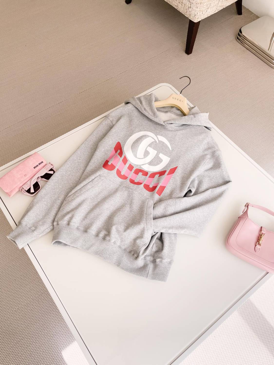 Women's Spring and Autumn Letter Logo Printed Solid Color Cotton Hooded Sweatshirt #73821