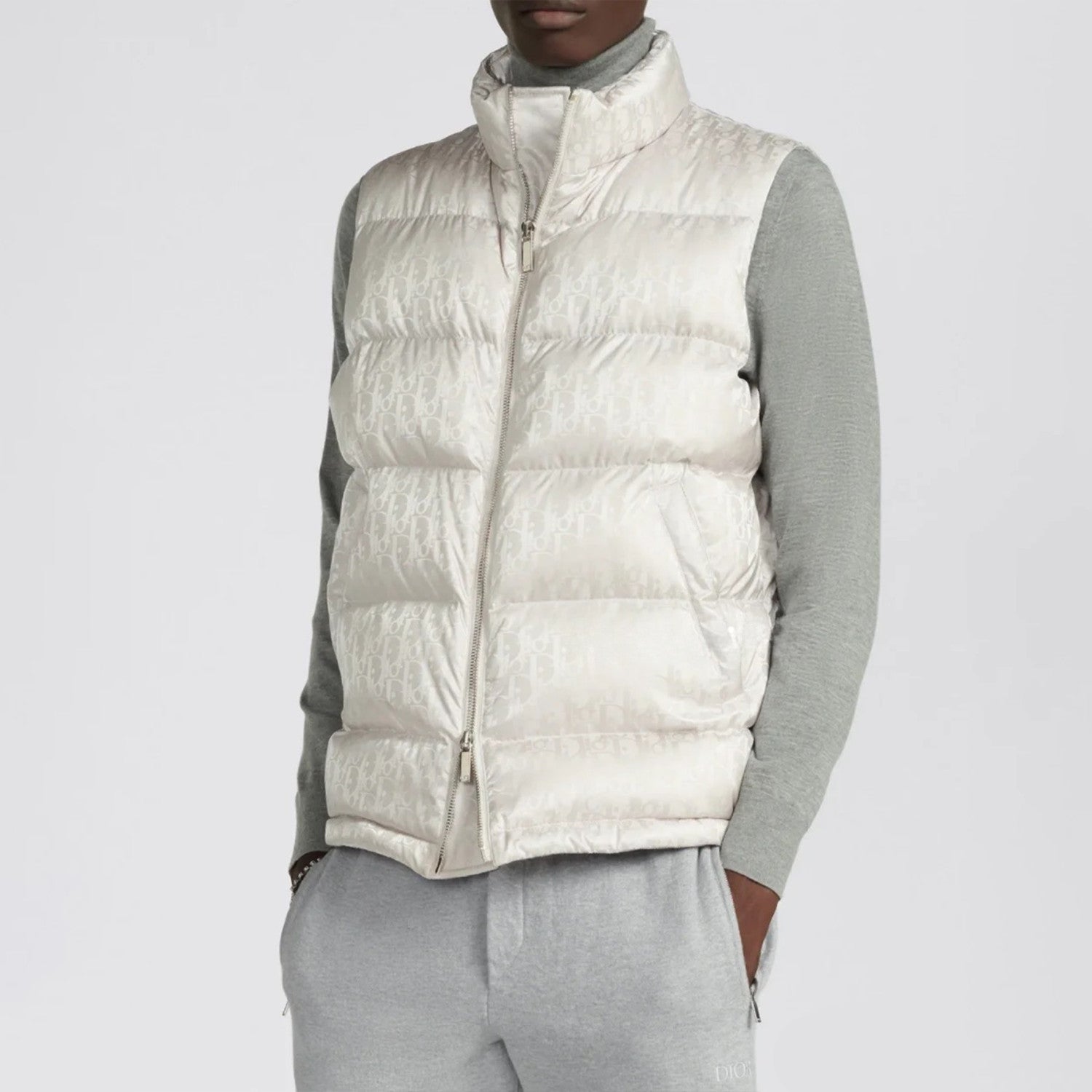 Oblique Sleeveless Down Jacket Zip Puffer Vest Men's Autumn And Winter Fashion Trend Sleeveless Warm Jacket #96497