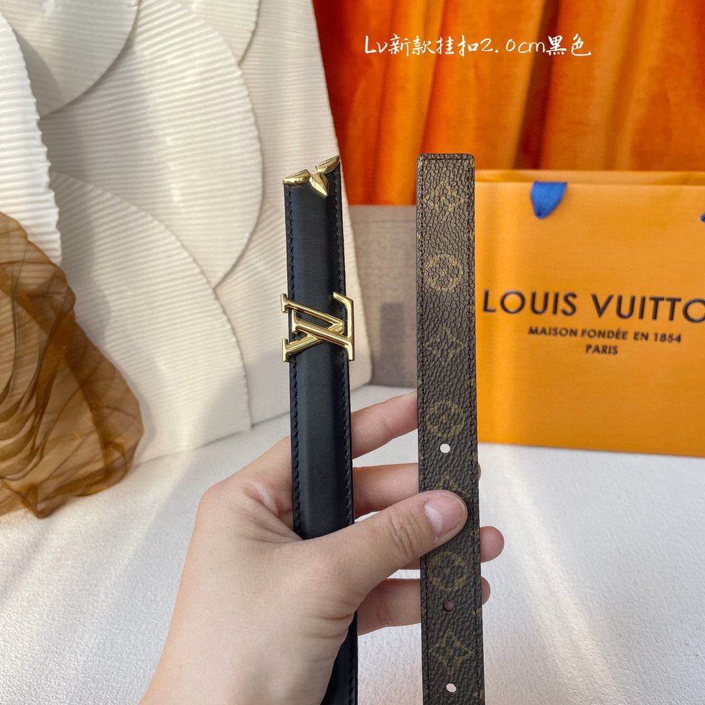 Women's Black Brown Reversible Leather Belt Width 2cm #73231