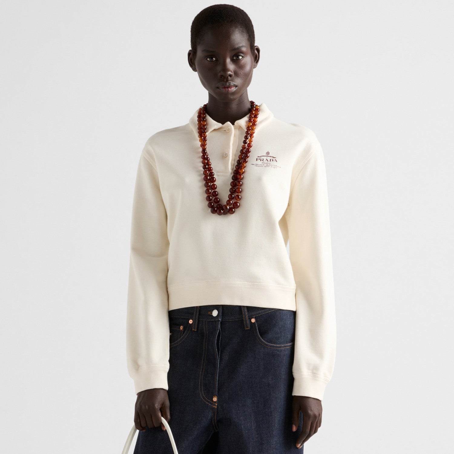 Cotton Fleece Polo Shirt Women's Fall And Winter White Lapel Long Sleeve Sweatshirt Pullover Logo T-shirt #81542