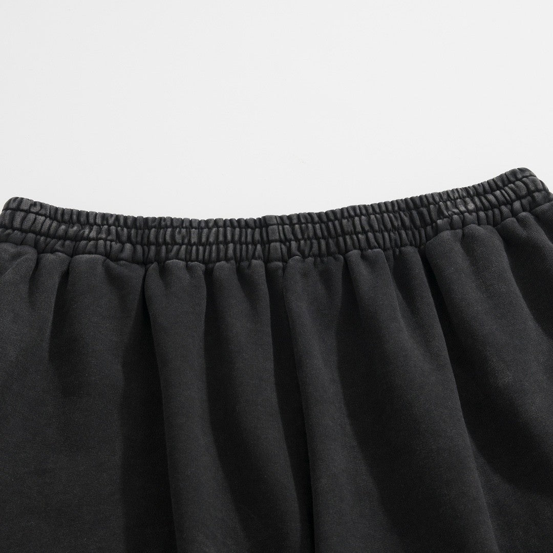 Men's Summer Flame Letter Black Stretch Mid Waist Cotton Shorts Pants #99535