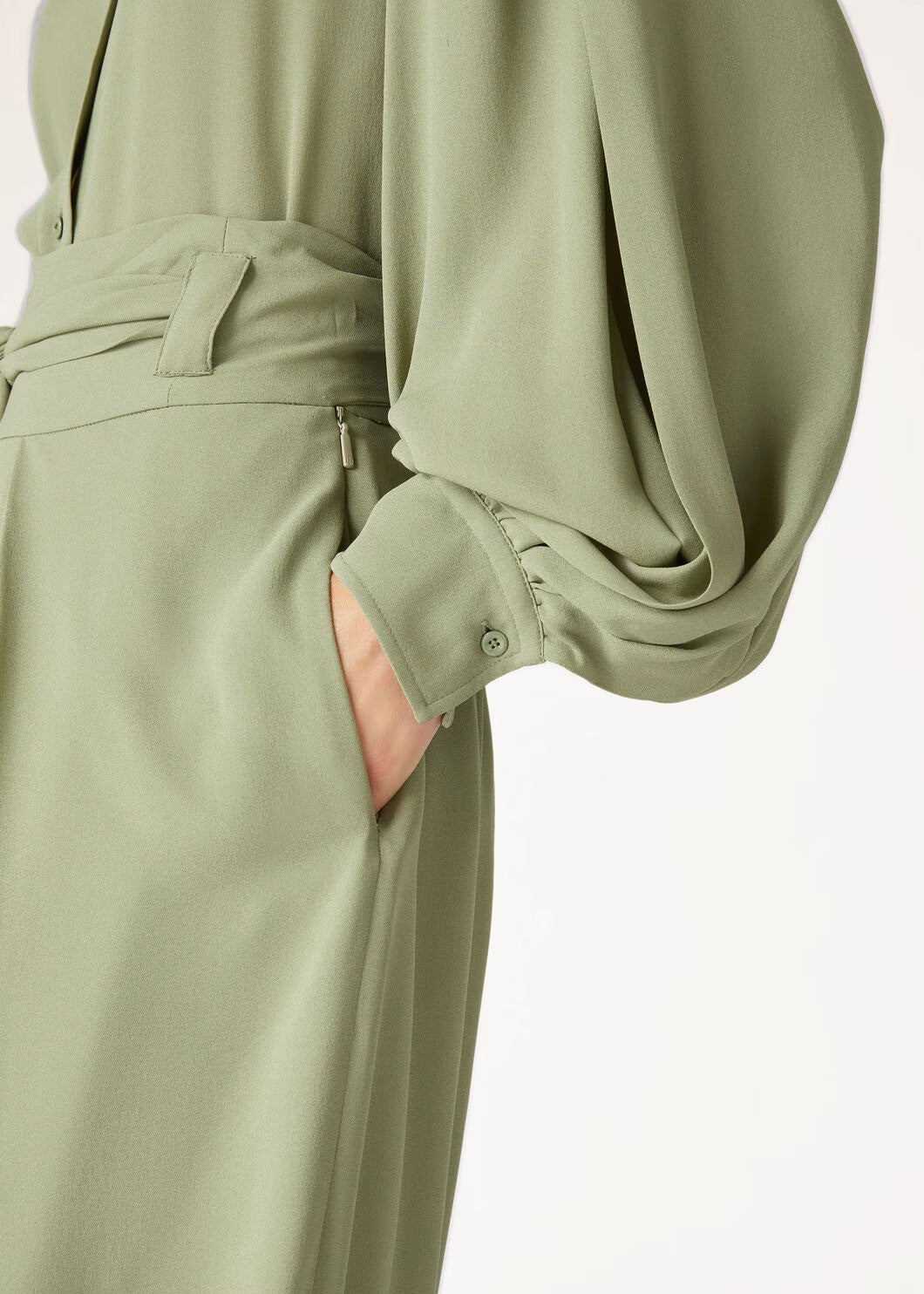 Women's Spring Summer Autumn Solid Color Single Breasted Silk Sheryl Shirt Casual Tie Pleated Gralan Pants Suit Set Ngvp #8742