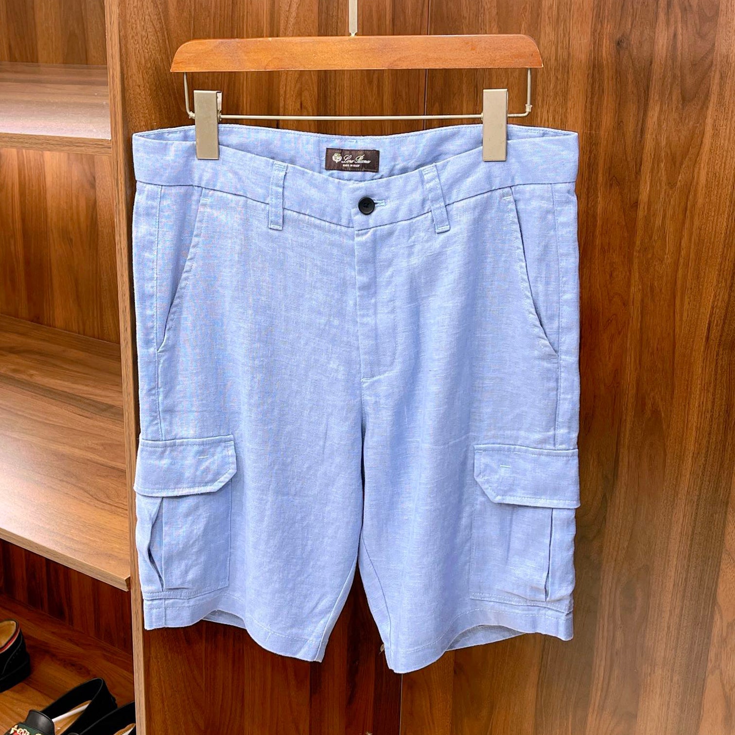 Men's Summer Fashion Retro Solid Linen Multi Pocket Casual Fit Workwear Shorts Ngvp #8512