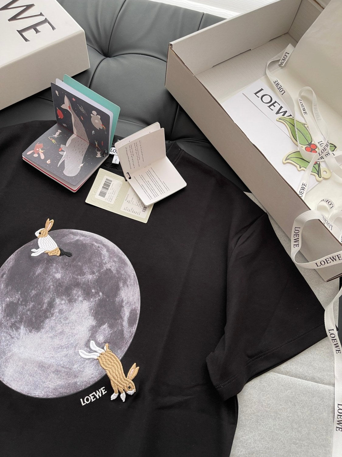 Women's Spring and Autumn Moon Print Black Long Sleeve T-shirt #74646