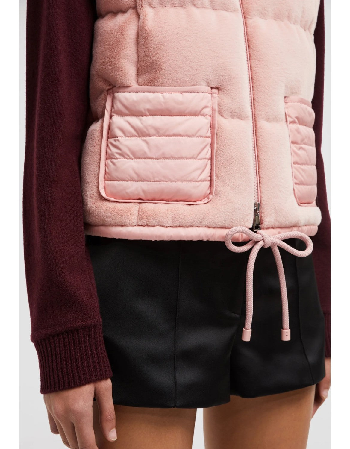 Women's Spring and Autumn Pink Logo Zipper Drawstring Down Sleeveless Vest Jacket #72875