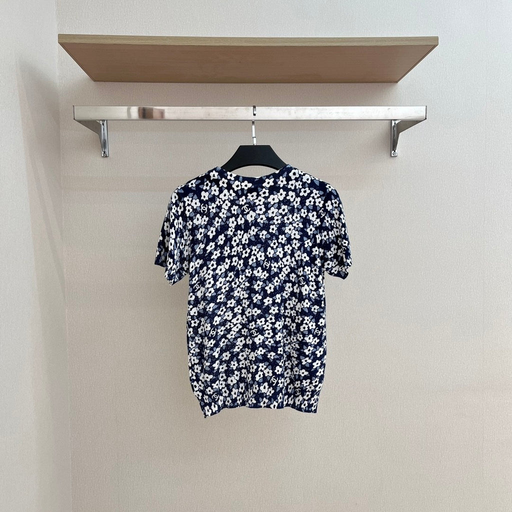 Women's Summer Floral Pattern Printed Round Neck Short Sleeve T-Shirt #736578