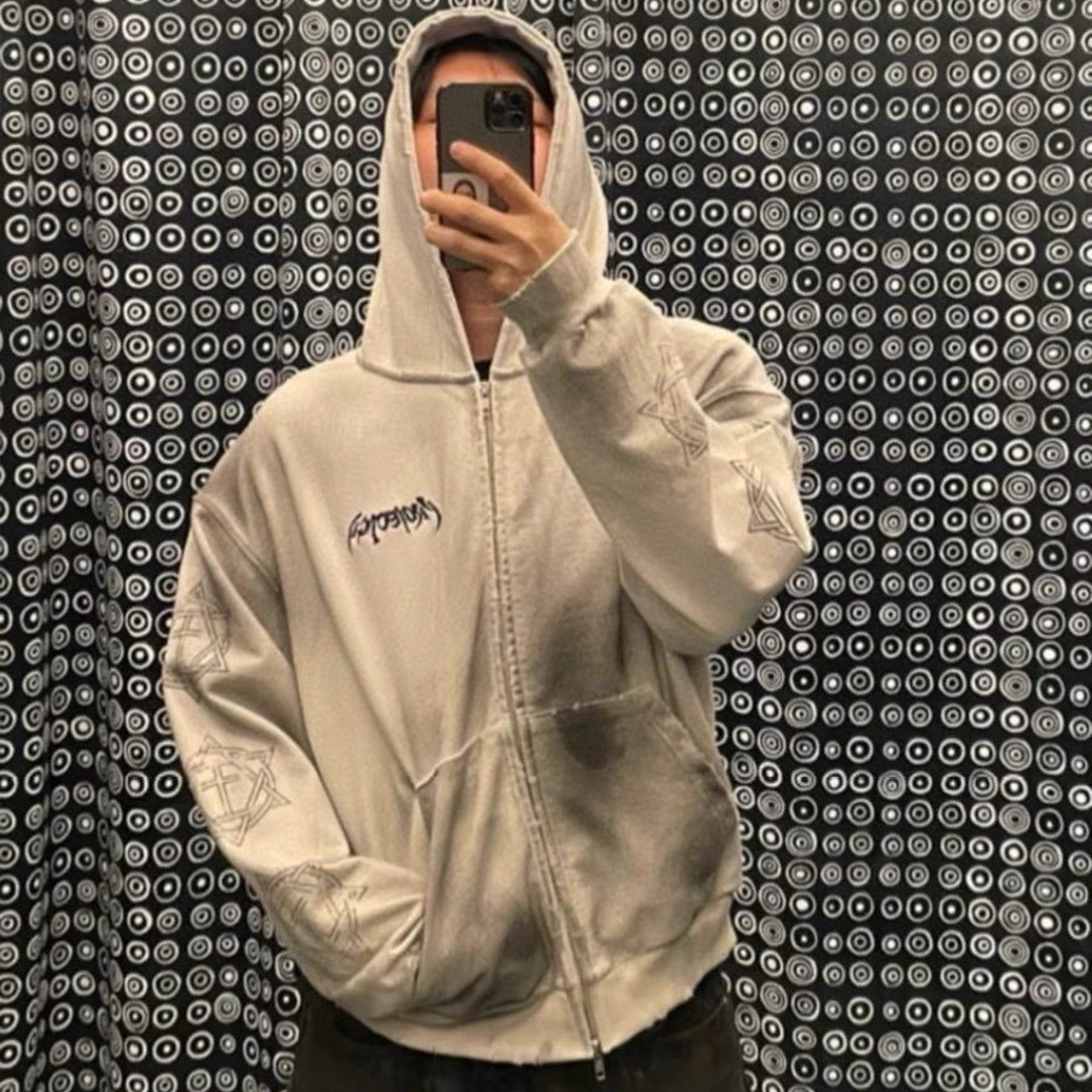 GRAILZ Project G/R Men's Women's Spring And Autumn Gradient Colorblocking Embroidery Long Sleeve Loose Hooded Sweatshirt Ngvp #7718