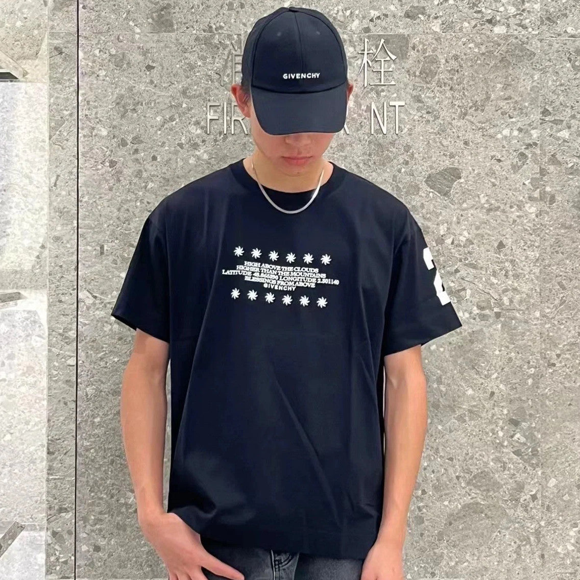 Men's Summer Black Graffiti Logo Round Neck Cotton Short Sleeve T-Shirt #97882