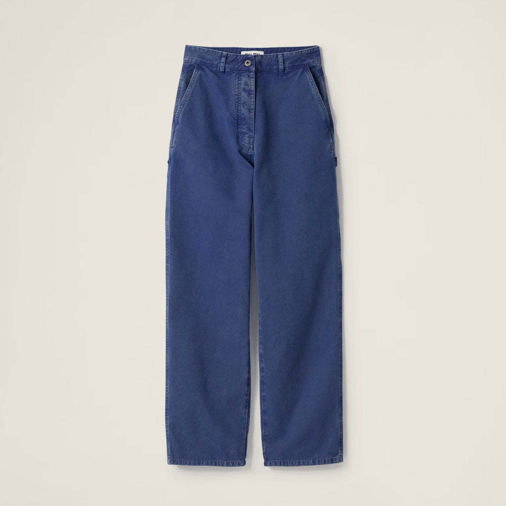 Women's Spring and Autumn Solid Color Loose Embroidered Logo Jeans Pants #75536