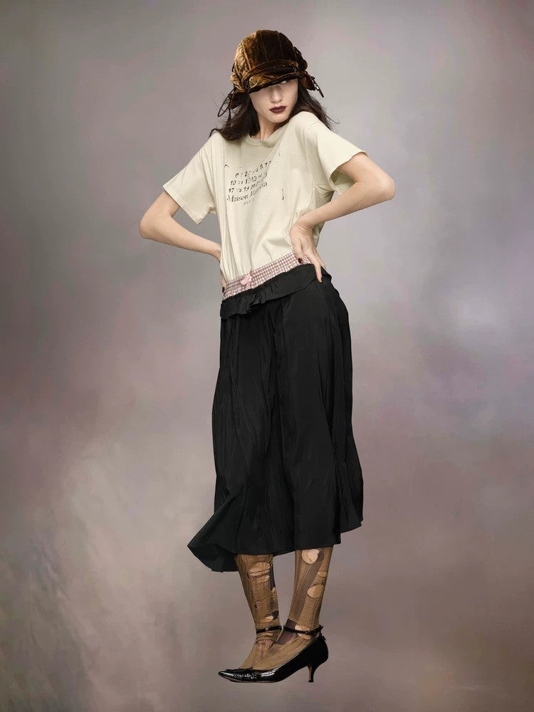 Maison Margiela Women's Summer Alphanumeric Printed Round Neck Solid Color Cotton Short Sleeve T-Shirt #75578