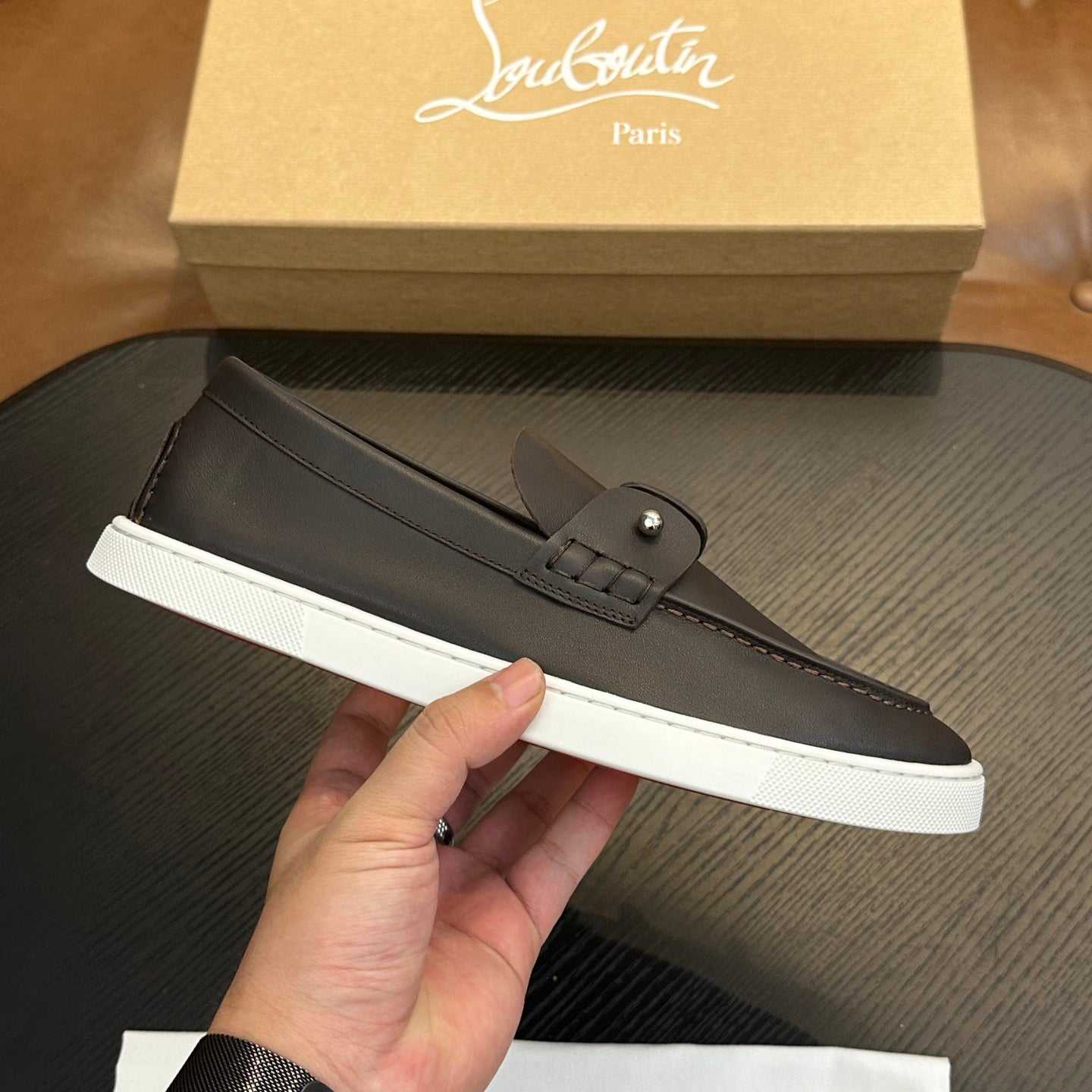 CL Men's Solid Color Cowhide Leather Casual Flat Loafers Shoes #77839