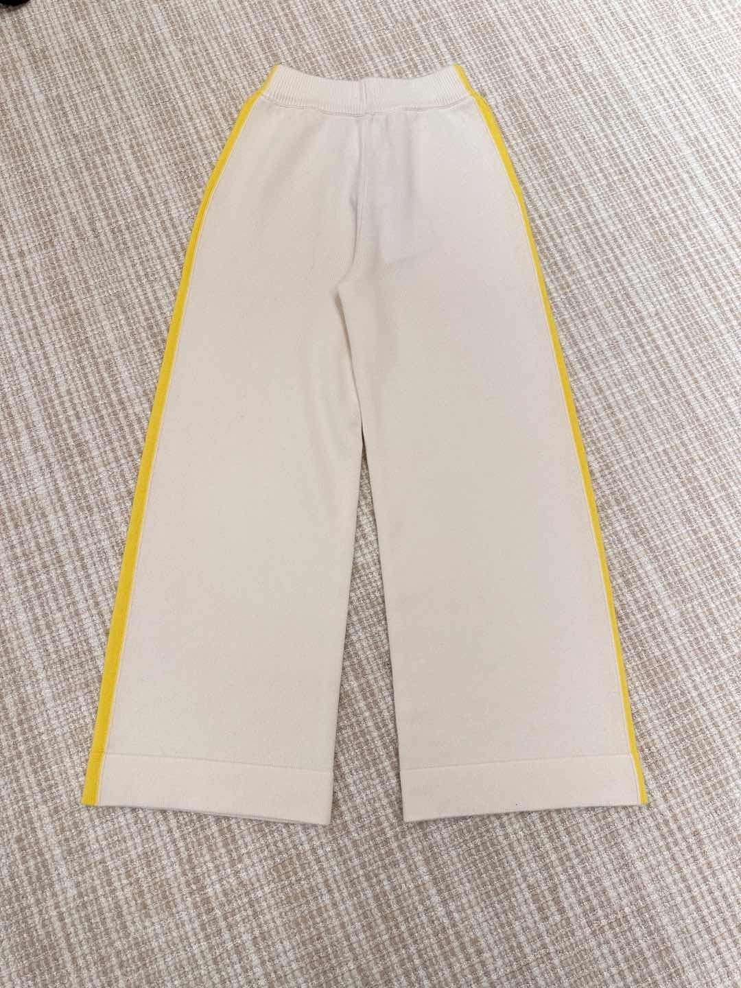 Women's Spring & Autumn Loose Colorblocking Knitted Wide-Leg Pants Casual Long Trousers Ngvp #9839