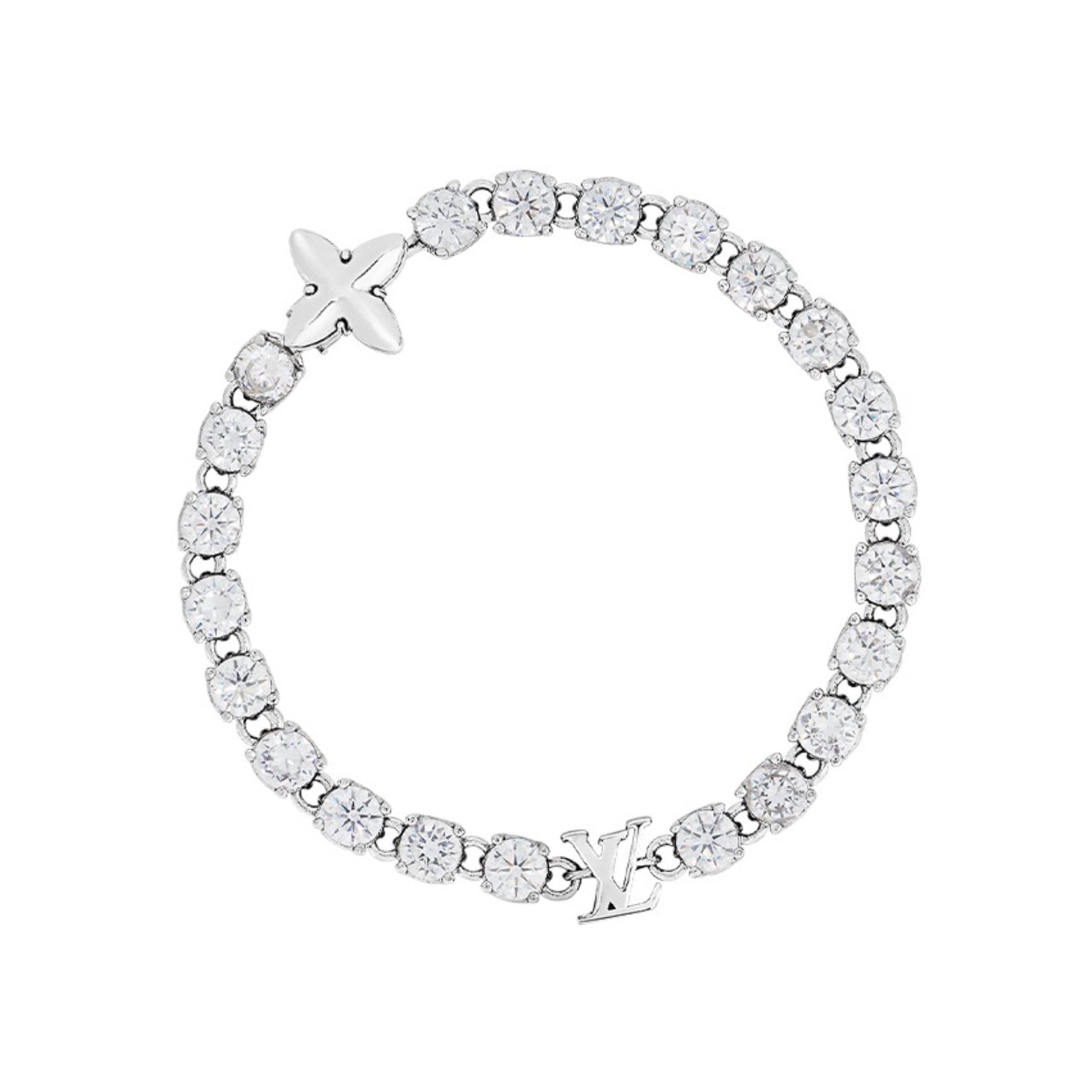 CRYSTAL Men's Blue Monogrammed Zirconia Bracelet Jewelry #73244