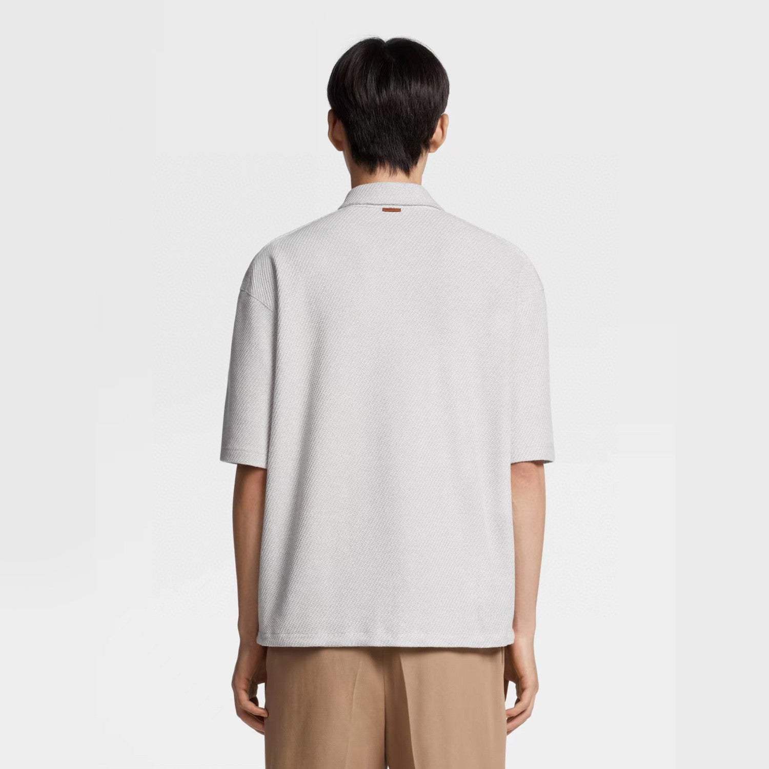 Men's Spring And Summer Fashion Trend Solid Color Loose Casual Polo Shirt Lapel Zipper Temperament T-shirt  Ngvp #7965