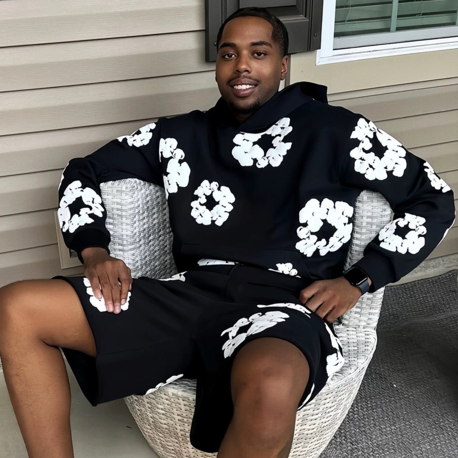 Denim Tears Men Women Spring Summer Trend High Street Kapok Flower Casual Cotton Loose Shorts Fashion Pants Ngvp #8876