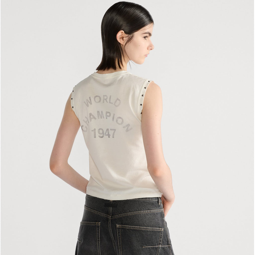 Women's Summer Fashion Casual Solid Color Cotton Letter Sleeveless Tank Top Vest #78537