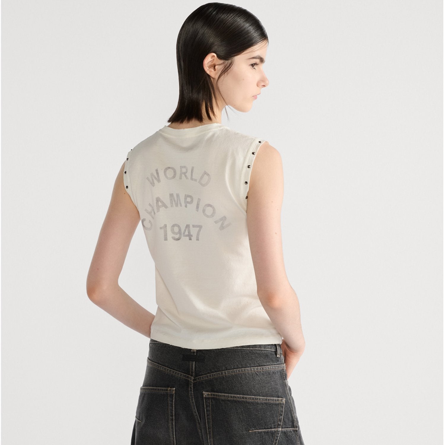 Women's Summer Fashion Casual Solid Color Cotton Letter Sleeveless Tank Top Vest #78537