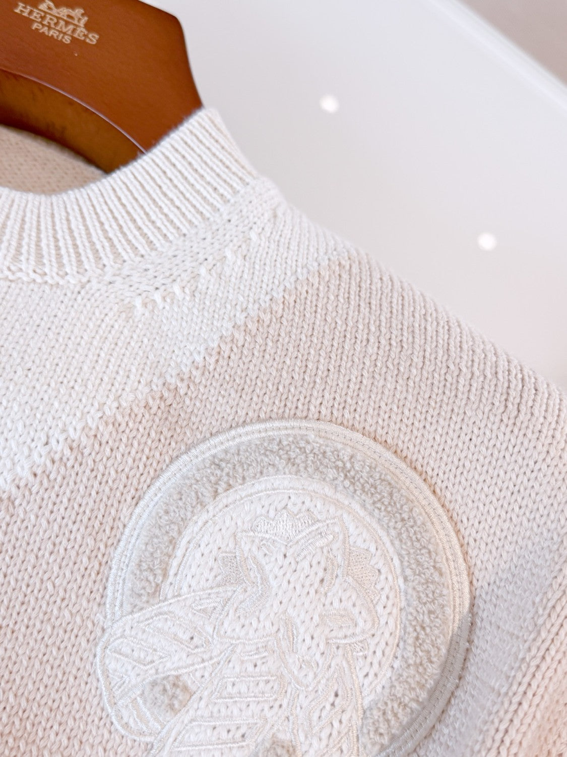 Women's Badge Embroidered Spring. Autumn. And Winter Color-Blocked Round Neck Knitted Cotton Long Sleeve Sweater Ngvp #2134