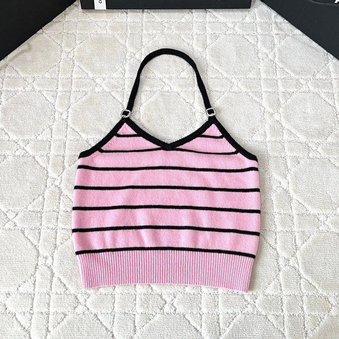 Women's Summer Striped Sleeveless Solid Color Wool Camisole Top Vest Ngvp #1353