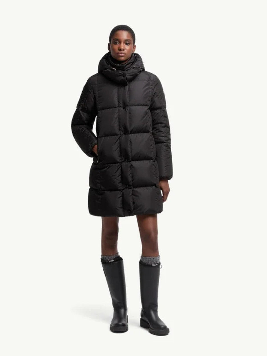 2025 FallWinter Women's LITTE Mid-Length Jacket with Detachable Shoulders. Made of Wrinkle-Resistant Down Fabric. Straight Cut. Knee-Length. Warm Jacket #83145A