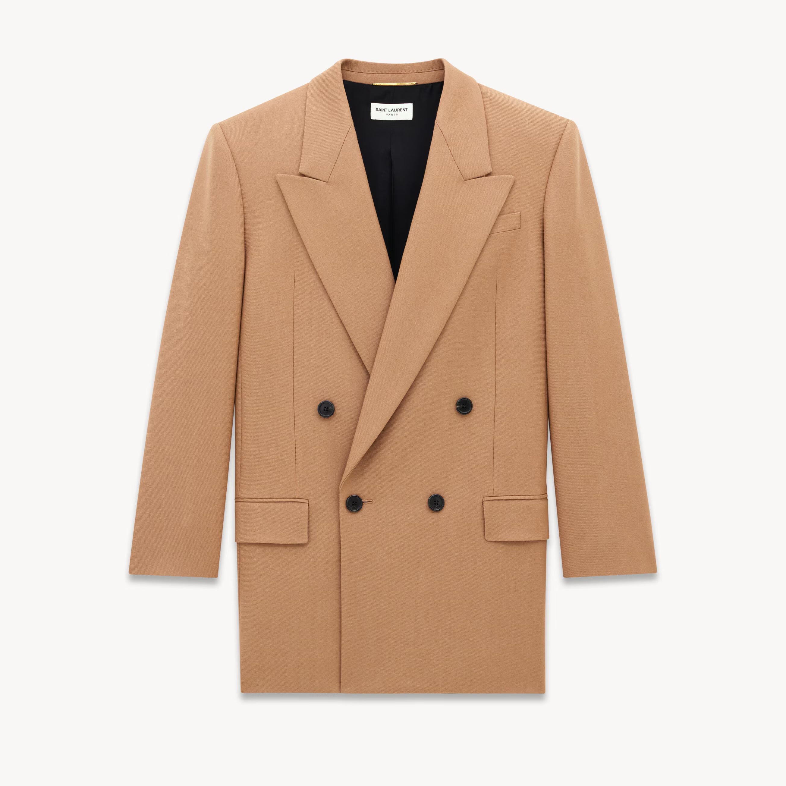 Women's Spring And Autumn Solid Color Double Breasted Wool Gabardine Loose Long Sleeve Blazer Jacket Coat Ngvp #8958