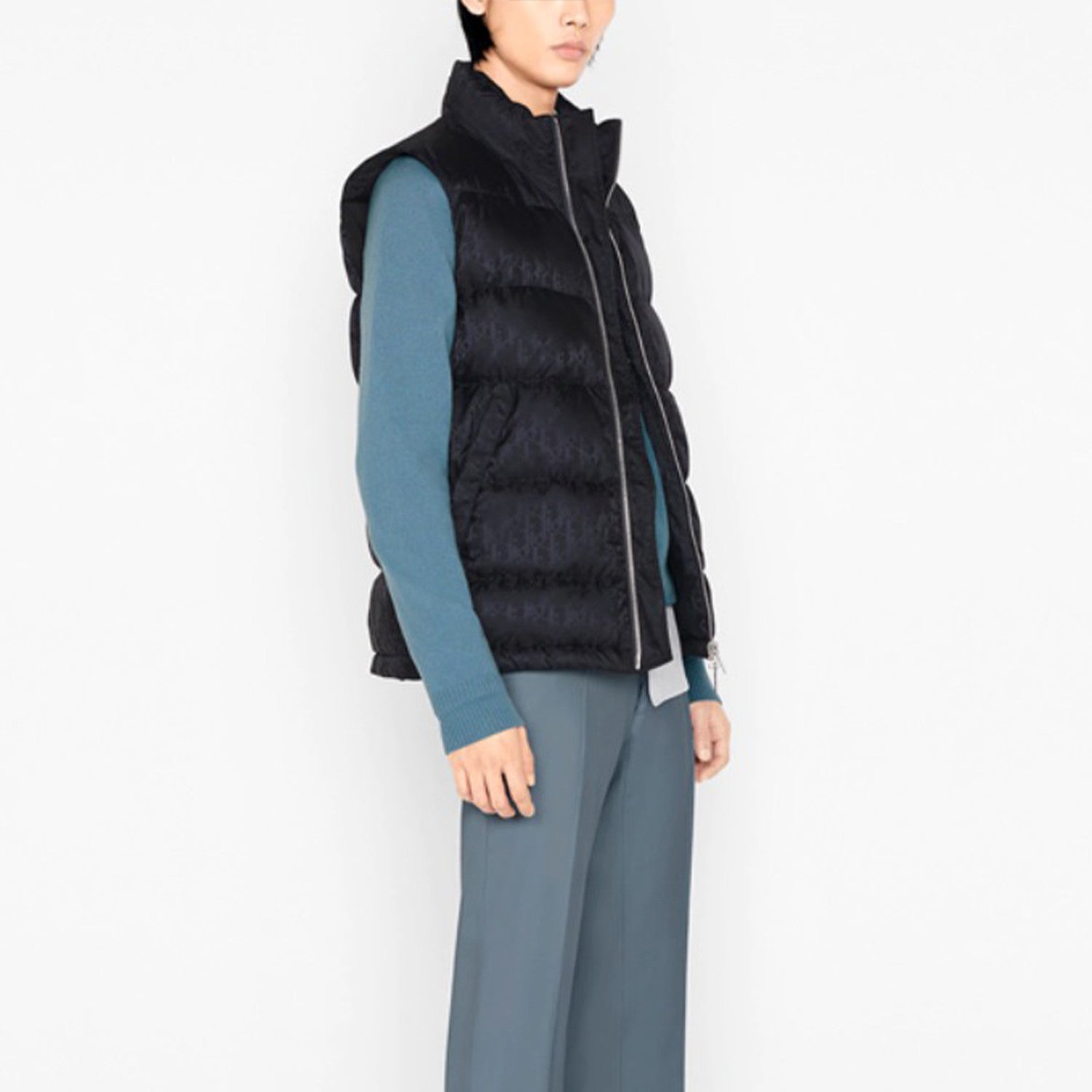 Oblique Sleeveless Down Jacket Zip Puffer Vest Men's Autumn And Winter Fashion Trend Sleeveless Warm Jacket #96497