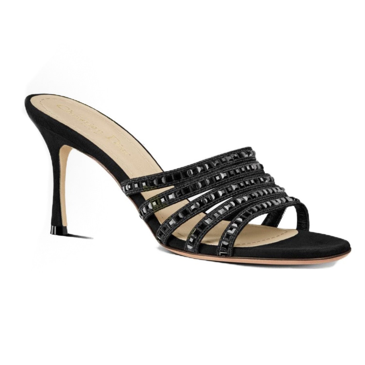 CD Gem High Heel Fashion Sandals Slippers Women's Spring And Summer Black Silver Gold 8cm Leather Shoes Heel Fashion Temperament Sexy High Heel Shoes #81416