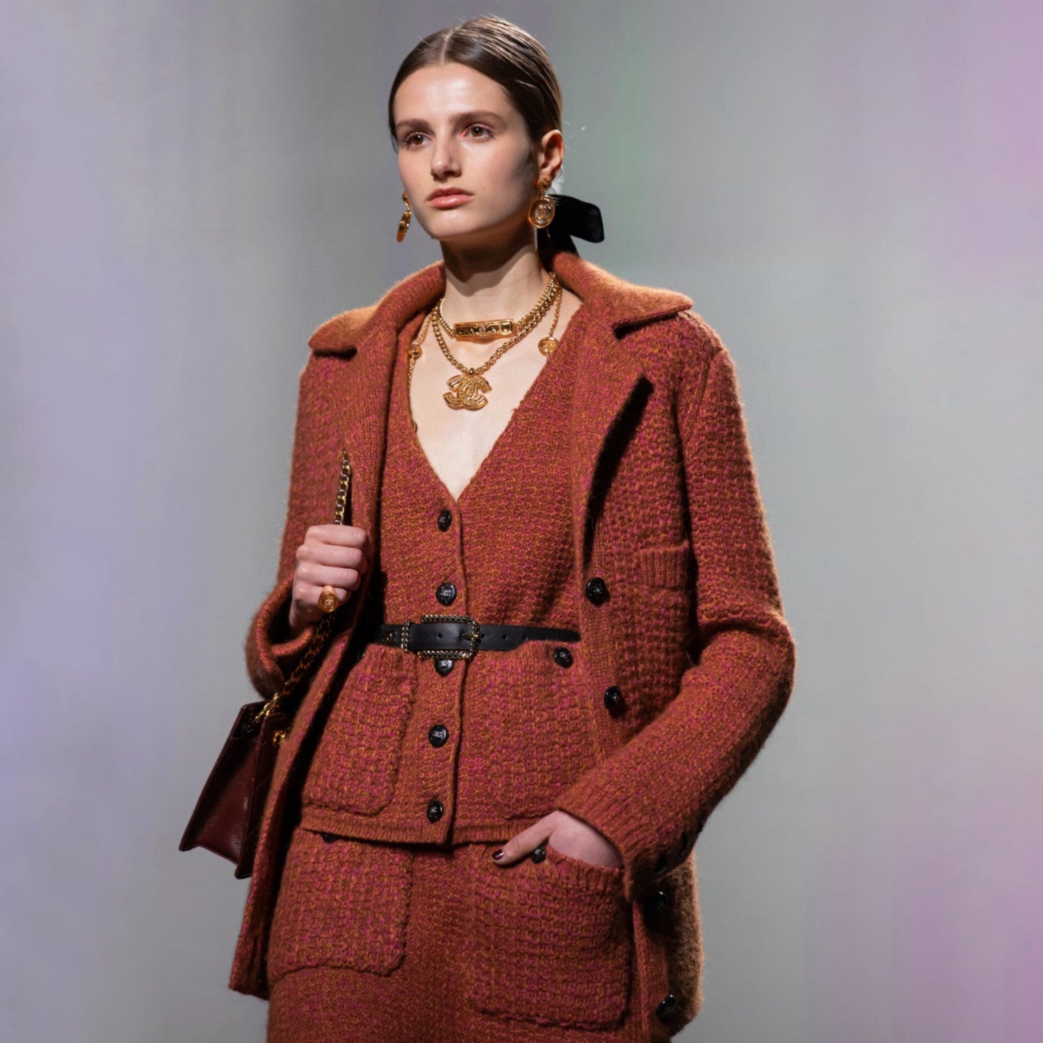 Women's Autumn/winter Skiing Cashmere Knitted Coat Long-sleeved Single-breasted Jacquard Knitted Sweater Cardigan Ngvp #2161