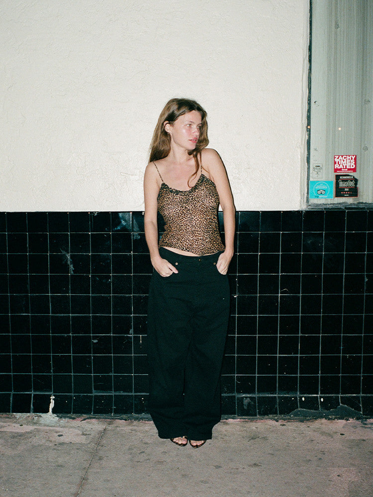 Realisation Par Women's Summer Leopard Print Short Silk Thin Sleeveless Camisole Vest Pullover Top Ngvp #1948