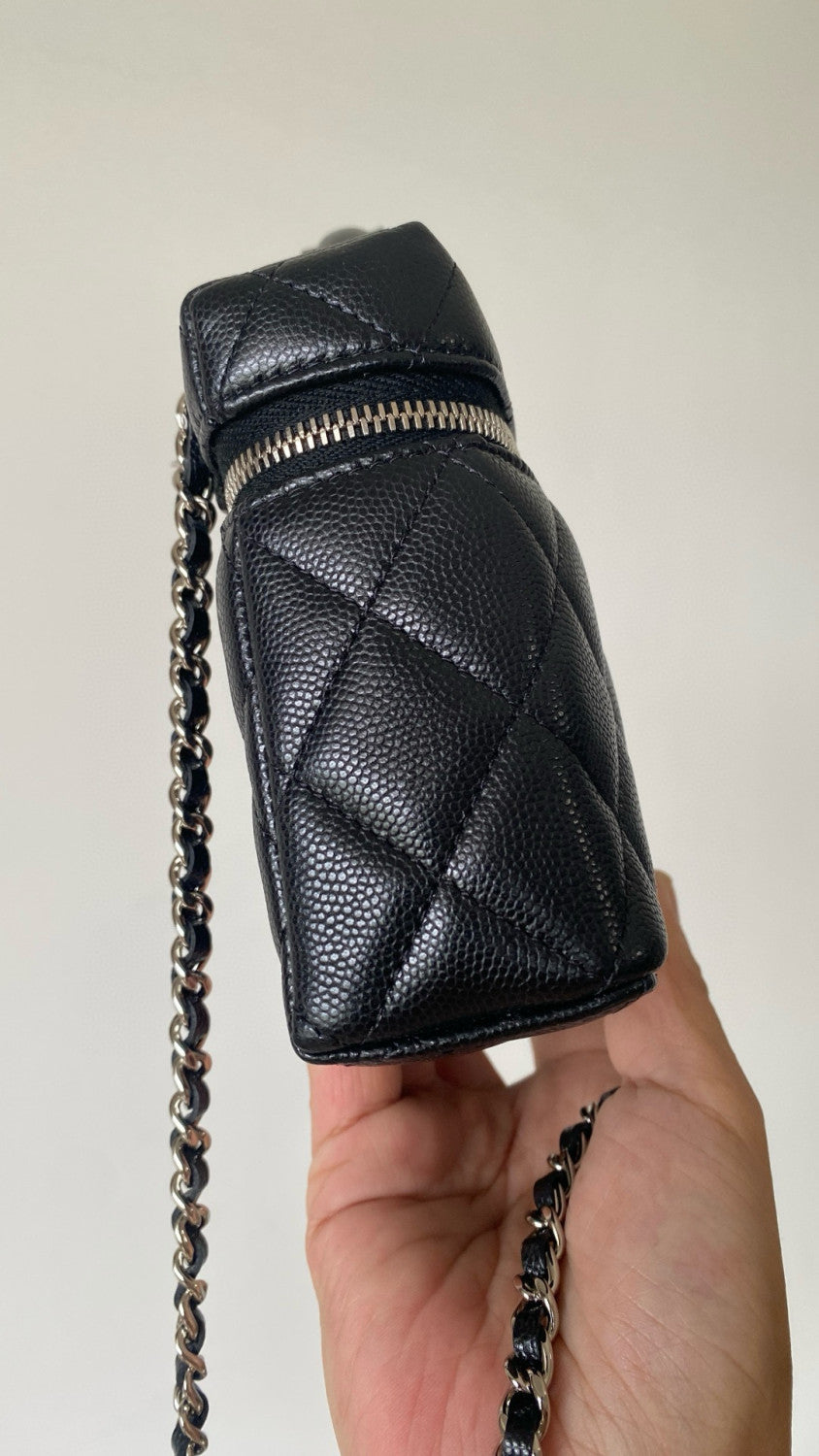 Women's Solid Color Rhinestone Star Logo Chain Calfskin Handbag Makeup Bag Bags #77689