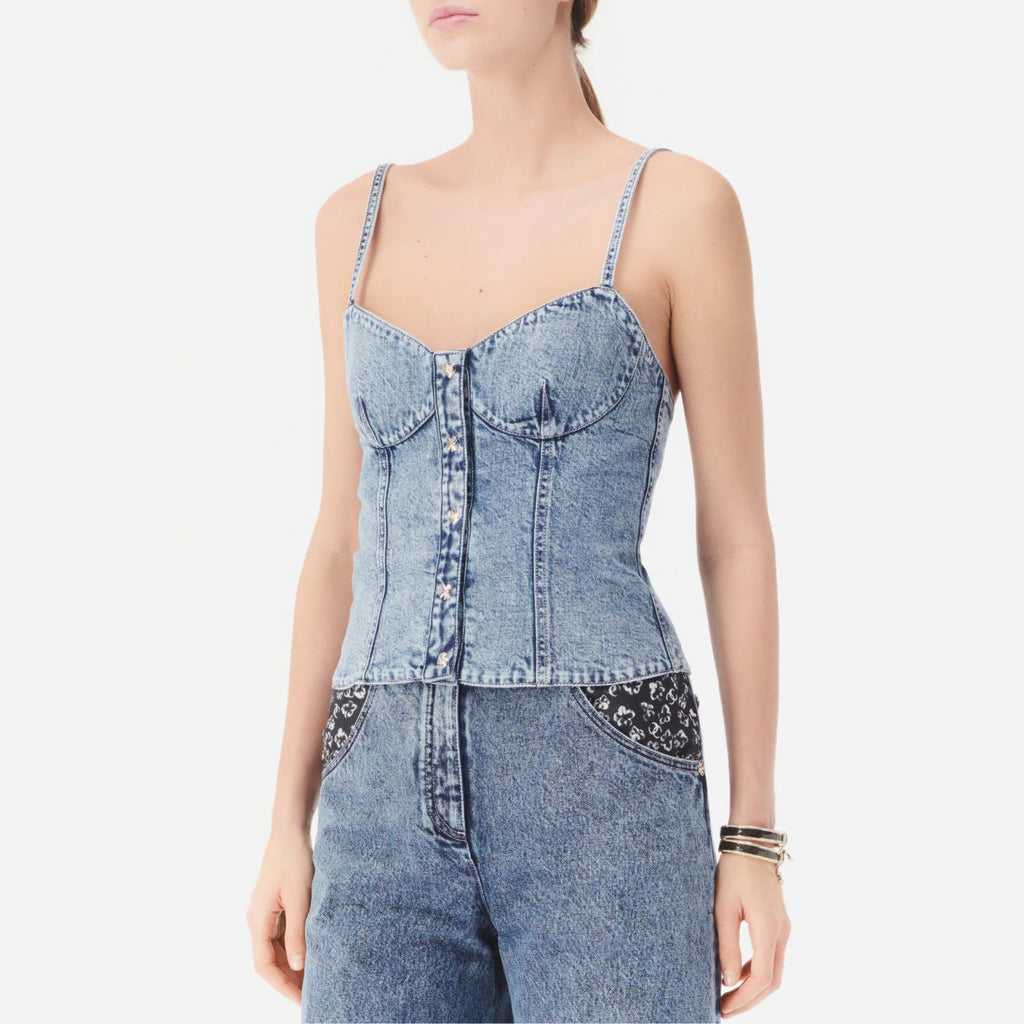 Women's Spring/Summer Casual Fashion Camellia Halter Denim Vest #78685