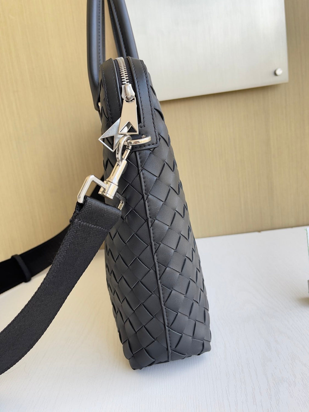 BV Intrecciato Men's Solid Color Adjustable Detachable Shoulder Strap Woven Calfskin Briefcase Handbag Bag Bags #77473